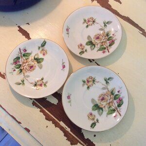 Lynmore Fine China Golden Rose Vintage Saucer Set Of 3